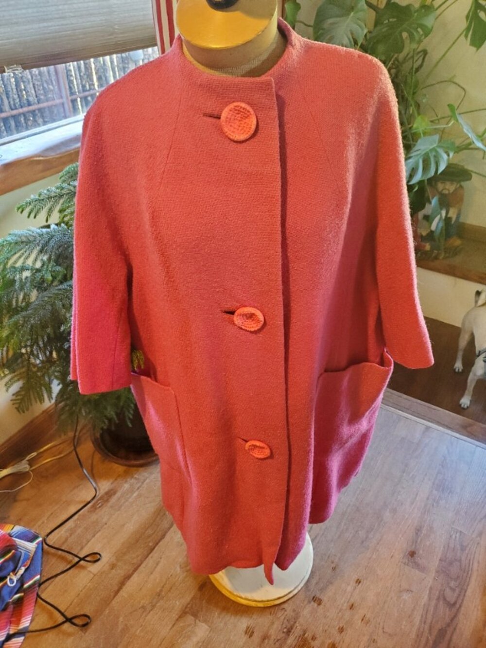 Vintage cotton candy pink wool coat